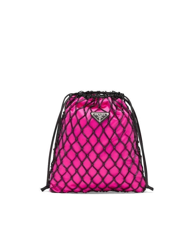 Mesh Shoulder Bag, Prada Fabric Clutch, Detachable Chain