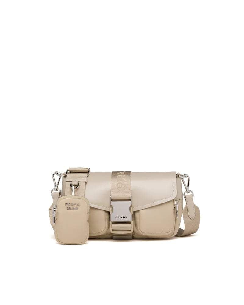 Prada Nylon Shoulder Bag, Brushed Leather Pocket