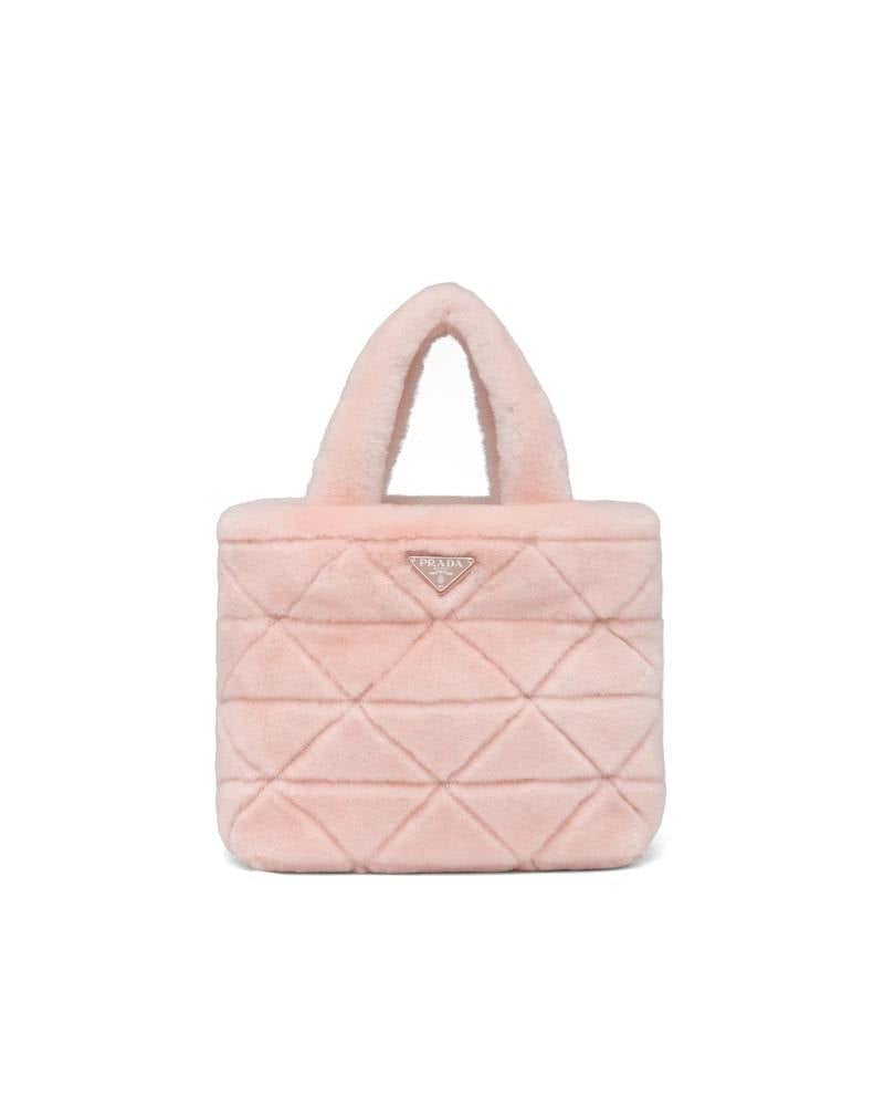 Prada Shearling Tote Bag, Triangle Logo, Adjustable Strap