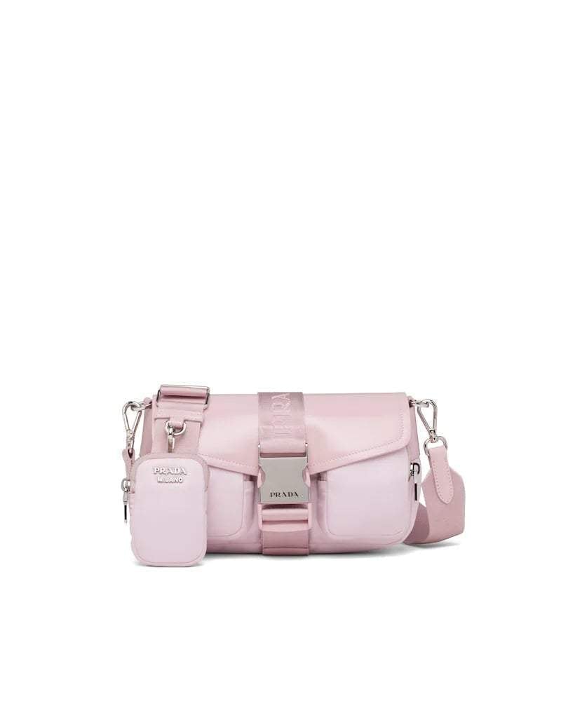 Prada Nylon Shoulder Bag, Brushed Leather Pocket