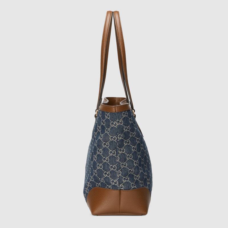Gucci Ophidia GG Tote, Medium Dark Blue Ivory Denim