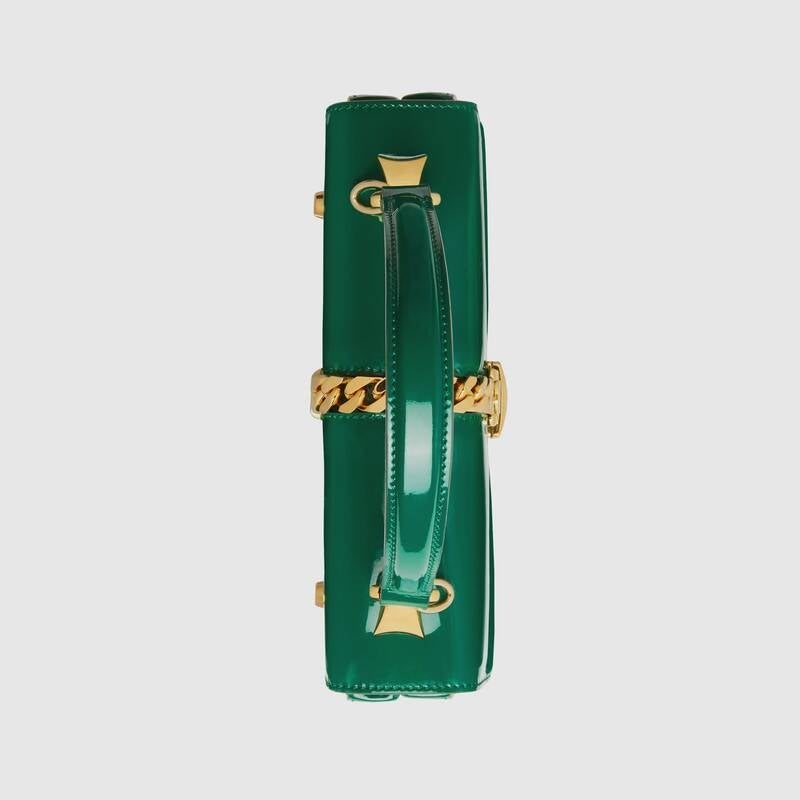 Gucci Sylvie 1969 bag, Patent Leather Mini, Emerald Green