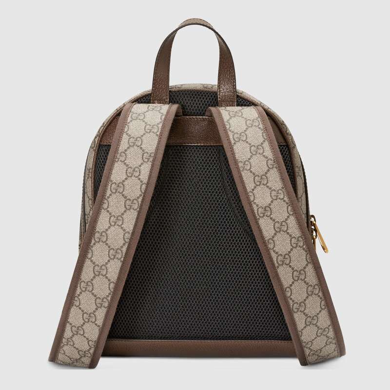 Gucci Ophidia Small Backpack, Brown Leather, GG Canvas