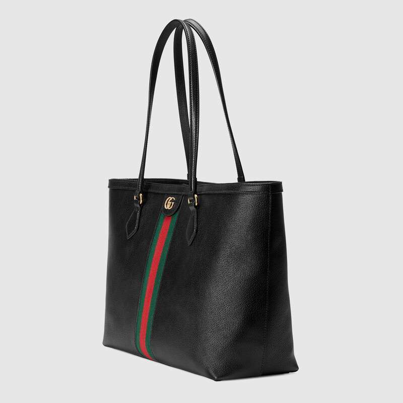 Gucci Ophidia Tote Bag, Black Leather, Gold Hardware