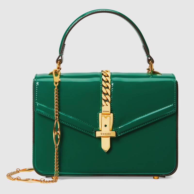 Gucci Sylvie 1969 bag, Patent Leather Mini, Emerald Green