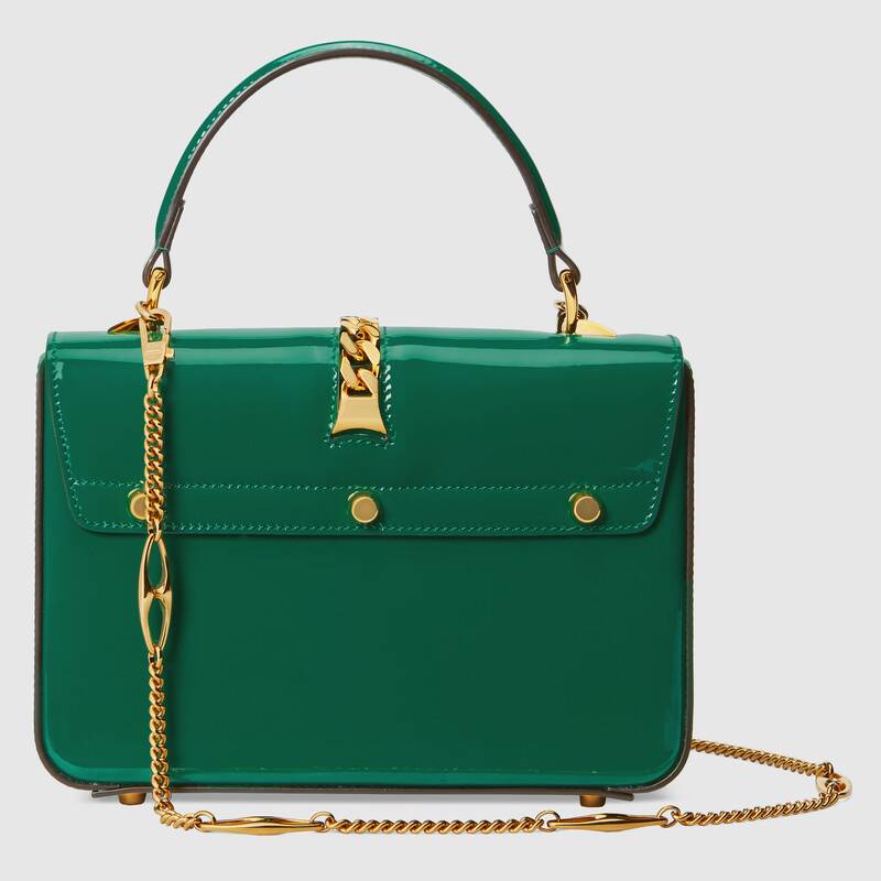 Gucci Sylvie 1969 bag, Patent Leather Mini, Emerald Green