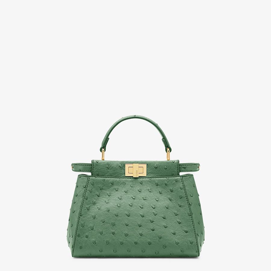 Fendi Peekaboo Small Ostrich Leather Bag