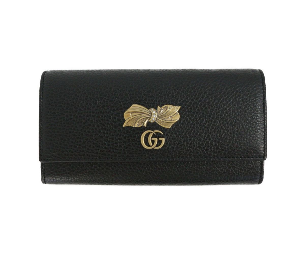 Black Leather Continental Wallet, Gucci Marmont GG Pebbled
