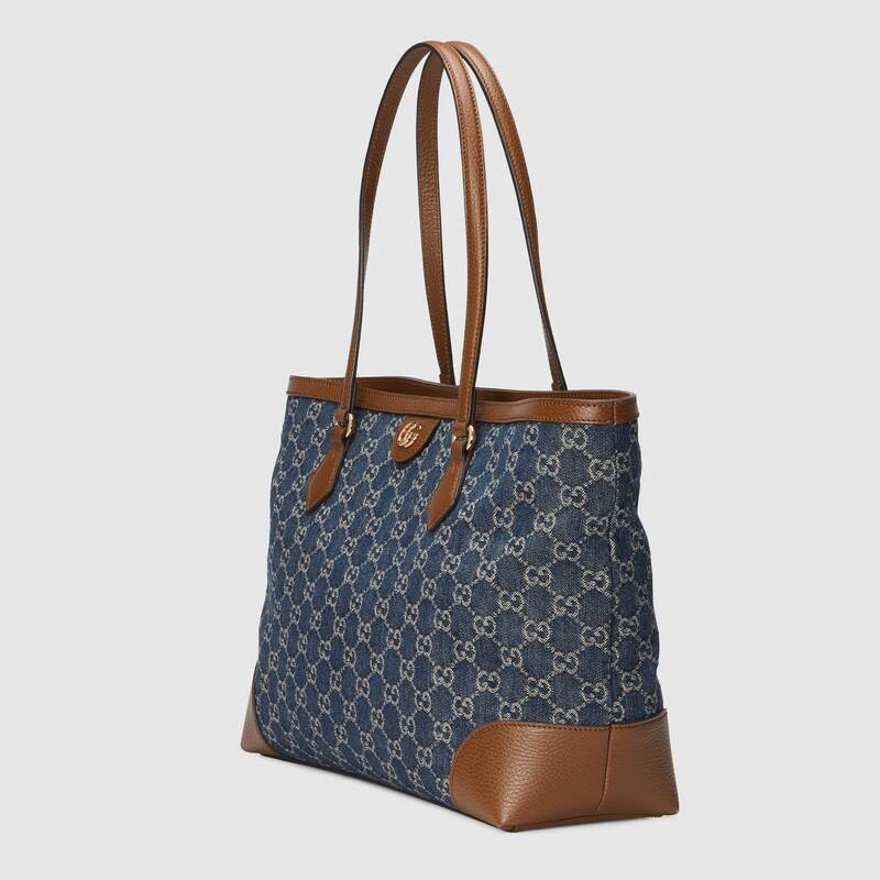 Gucci Ophidia GG Tote, Medium Dark Blue Ivory Denim