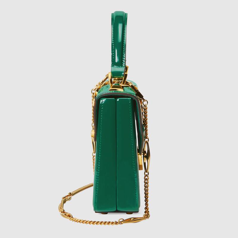 Gucci Sylvie 1969 bag, Patent Leather Mini, Emerald Green