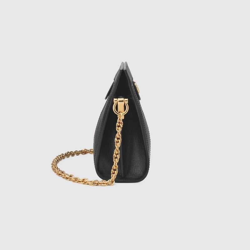 Black Ophidia Shoulder Bag, Small Gucci Leather, Gold Hardware
