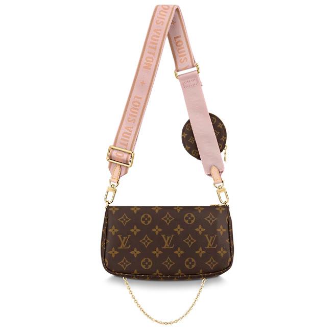 LV Multi Pochette, Monogram Canvas Crossbody Bag, Pink