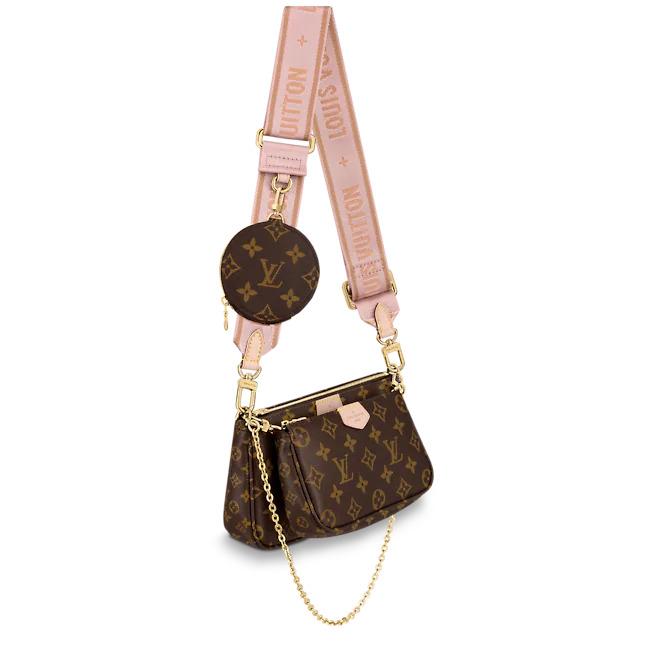 LV Multi Pochette, Monogram Canvas Crossbody Bag, Pink