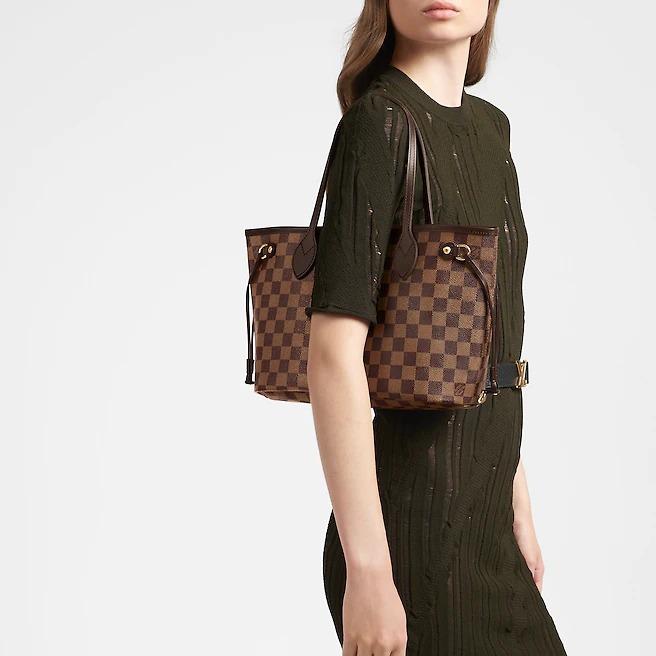 Louis Vuitton Neverfull PM, Damier Ebene Canvas Tote Bag