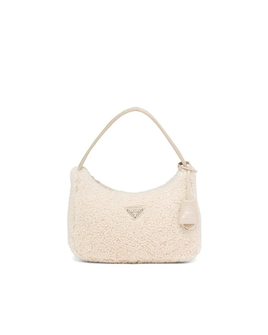 Shearling Mini Bag, Prada Re-Edition 2000, Zipper Closure