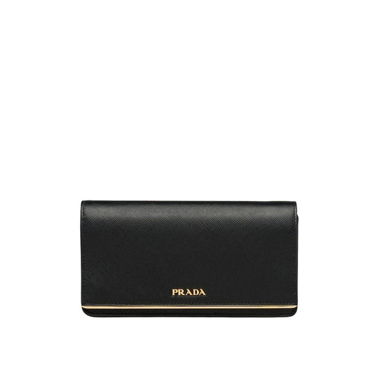 Black Mini Clutch Bag, Prada Saffiano Leather Continental