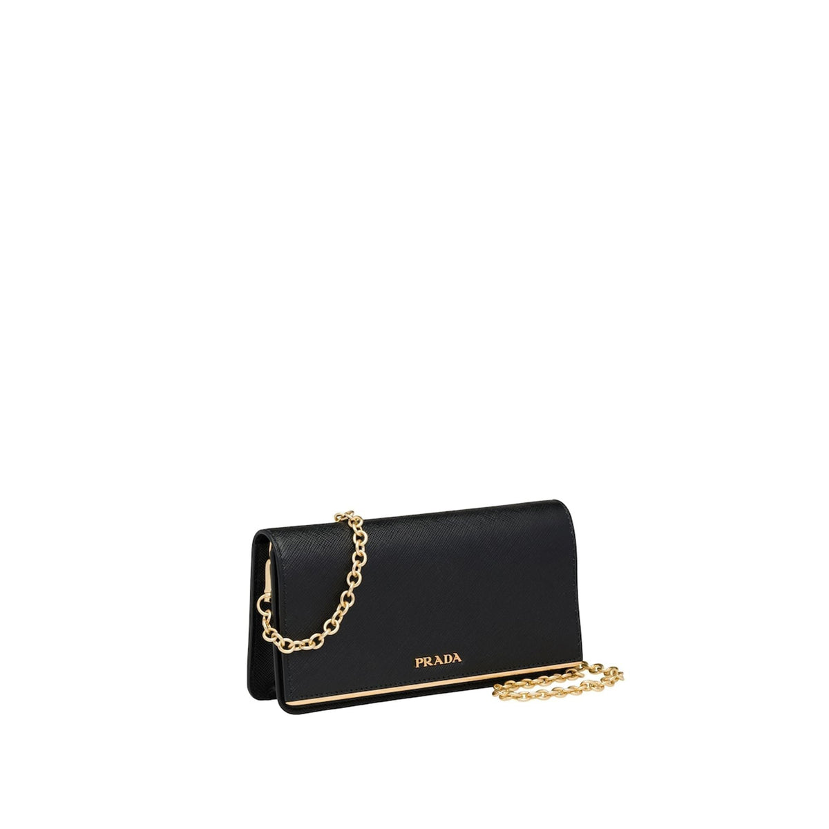 Black Mini Clutch Bag, Prada Saffiano Leather Continental