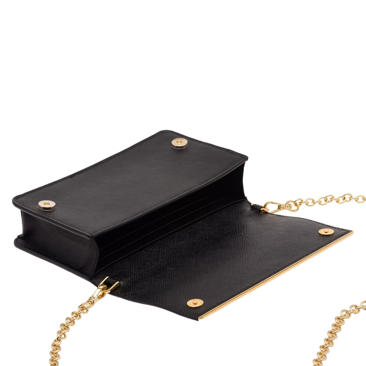 Black Mini Clutch Bag, Prada Saffiano Leather Continental