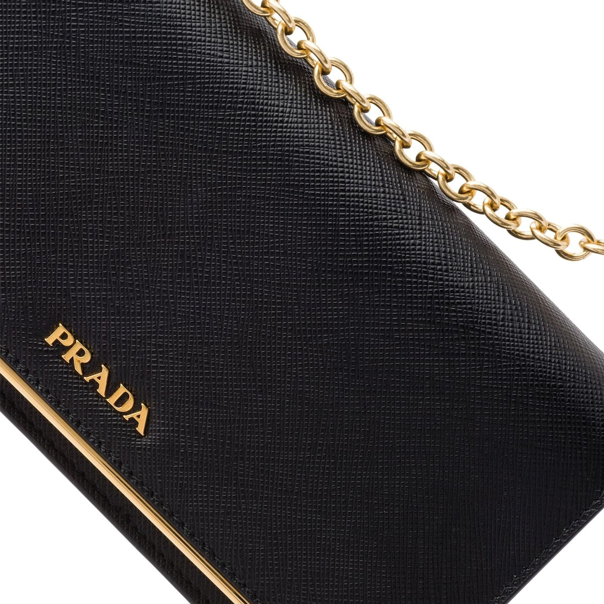 Black Mini Clutch Bag, Prada Saffiano Leather Continental