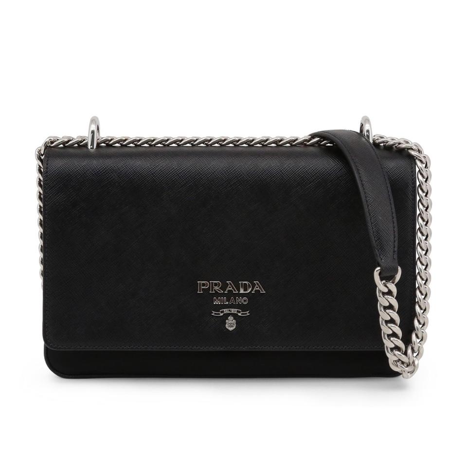 Saffiano Leather Clutch, Medium Prada Bag, Black