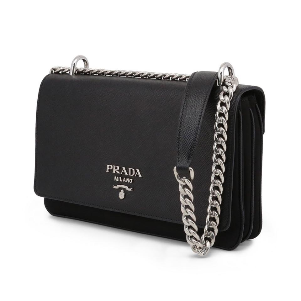Saffiano Leather Clutch, Medium Prada Bag, Black