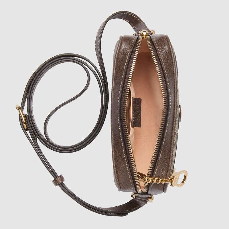 GG Supreme Mini Bag, Ophidia Brown Leather, Beige Canvas