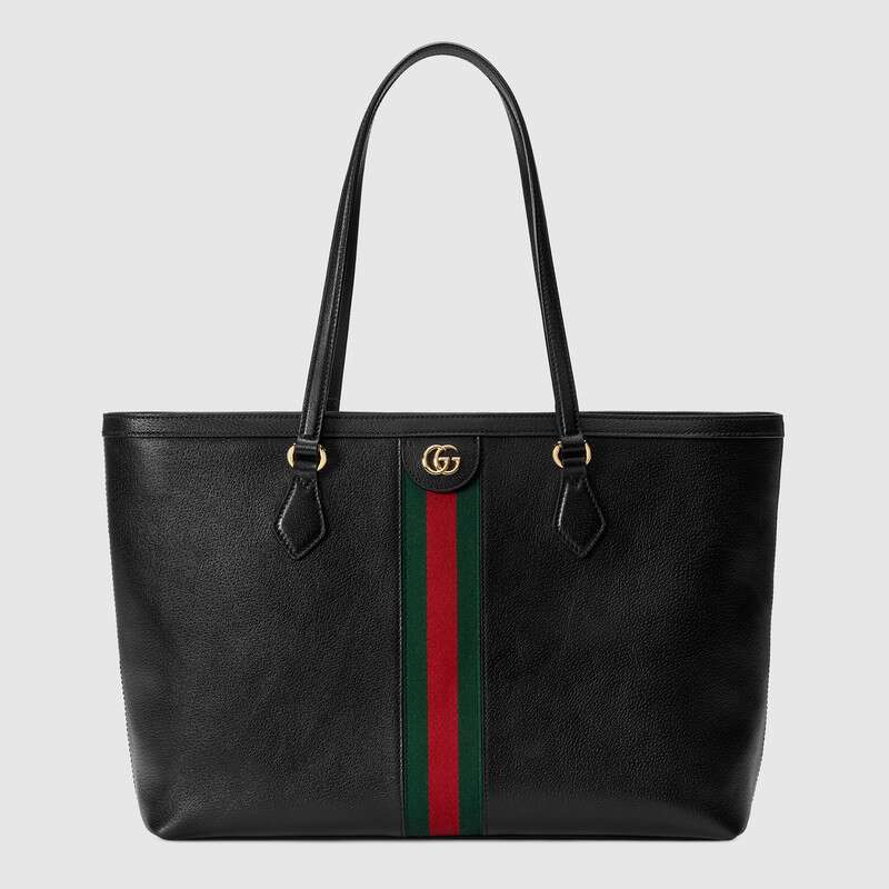 Gucci Ophidia Tote Bag, Black Leather, Gold Hardware