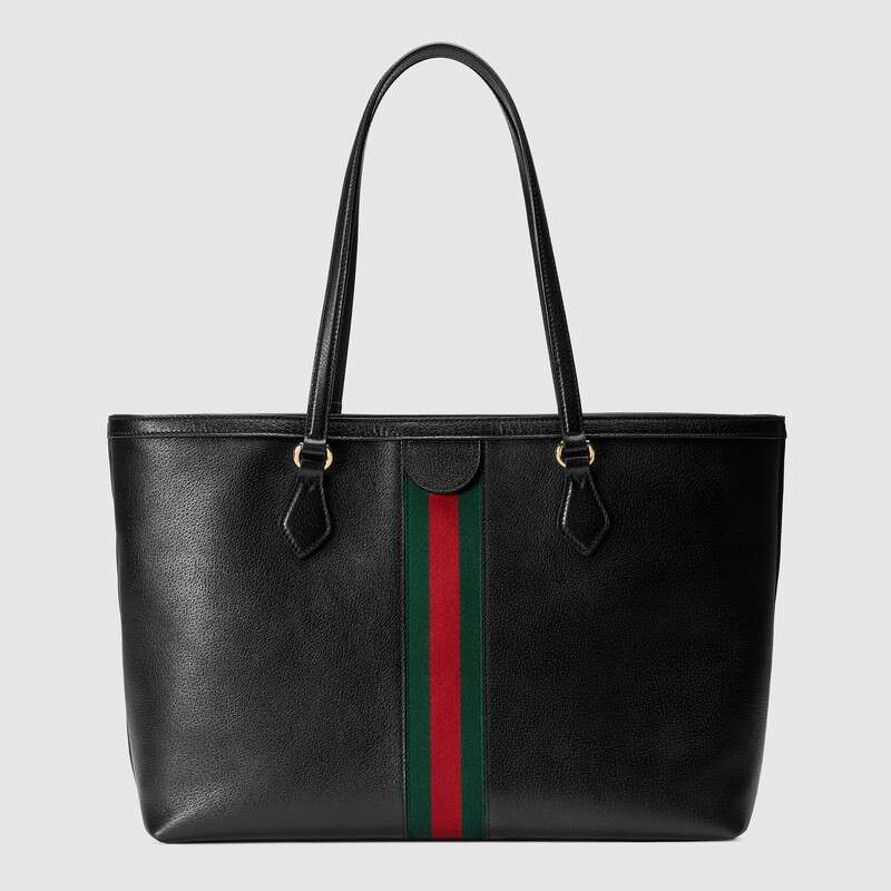 Gucci Ophidia Tote Bag, Black Leather, Gold Hardware