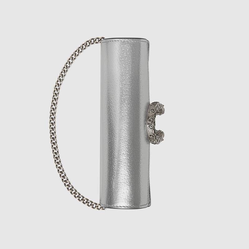 Gucci Dionysus Super Mini Bag Silver Lamé Leather